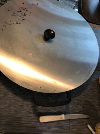 Rare Vintage Lodge 20” Round Cast Iron Skillet With Custom Stainless Steel Lid 10