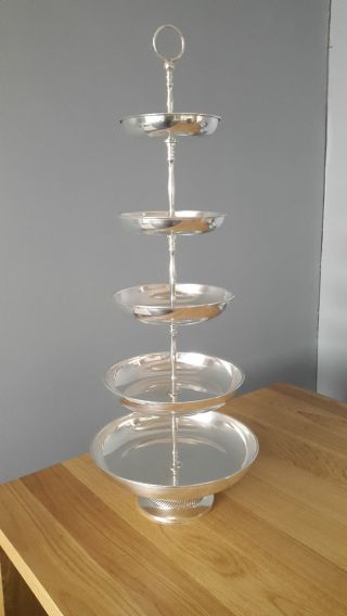 Large Silver Plated Cake Stands / Confectionary Stands 5 Tier