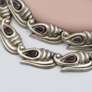 Vtg Early 1940’s Mexican Sterling Silver Amethyst Shrimp Necklace