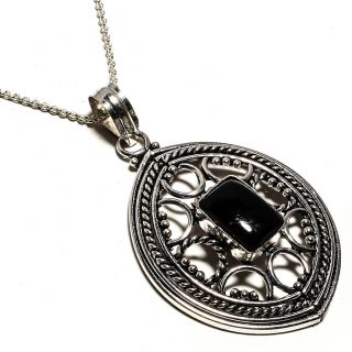Black Onyx Necklace 925 Sterling Silver Jewelry Ethnic Jewelry Sz16 - 18 "