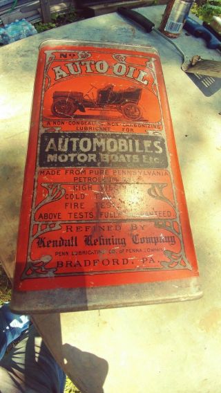 Vintage Auto Oil Can Kendal Penn Lubricating Bradford Pa 1 Gallon