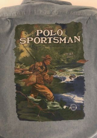 Vintage Polo Country Ralph Lauren Chambray Shirt L Front Page Sportsman Cover