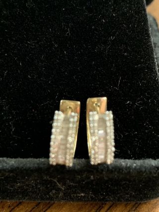10kt Yellow Gold And Diamond Huggie Earrings