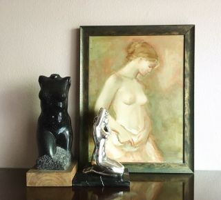 Jan De Ruth Neutral Figural Nude Painting,  1960s Listed Artist Vintage