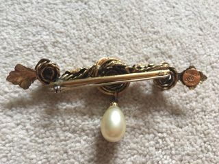 Chanel Gripoix Pearl Brooch Pin Dangling Gold Plated Long 1983 Rare Collectible 8