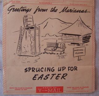WW2 V Mail Easter Greeting 1945 Marianas Islands Saipan,  No Resrv. 2