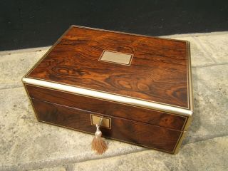 Terrific Large Rosewood Antique Document/jewellery Box Fab Interior