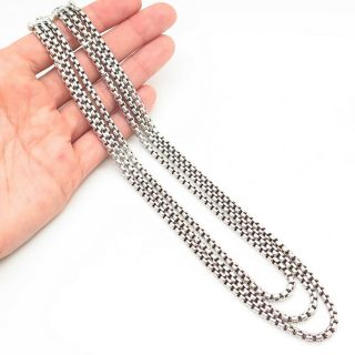 David Yurman 925 Sterling Silver Designer Three - Row Box Chain Necklace