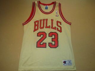 Vintage Michael Jordan Chicago Bulls Gold Champion Jersey 40 Medium