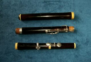 Antique Vintage Old Wooden 5 Key Rivet Lyon Irish Flute Hallmarked Silver Keys