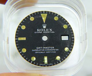 Vintage Rolex Gmt - Master 1675 Mk1 Long E Matte Black Relumed Watch Dial