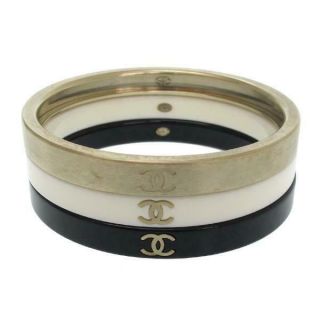 Chanel B12p Cc Set Of 3 Bangle Bracelet 7.  67inch Rare