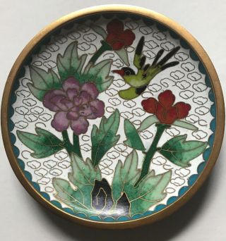 Old Family Estate,  A Fine Chinese Antique Cloisonne Plate / Dish Hummingbird