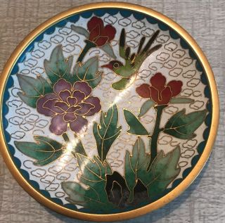 OLD Family ESTATE,  A Fine Chinese Antique Cloisonne Plate / Dish Hummingbird 5