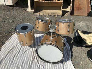 Vintage 1966 Ludwig Champagne Sparkle Drum Set Kit With 1966 Avedis Zildjian