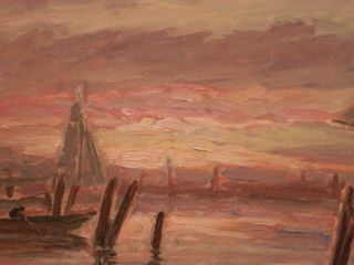 OLD antique Listed Artist Fine Art OIL PAINTING artwork Seascape Ship Sailboat 4
