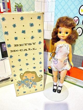 8 " Lovely Vintage Betsy Mccall Doll In Rare Dots Chemise & Box,  Bonus