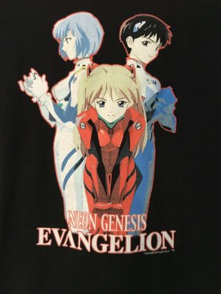 Vintage Neon Genesis Evangelion Anime Akira Tee Sz M Short Sleeve ADDED MEASURE 2