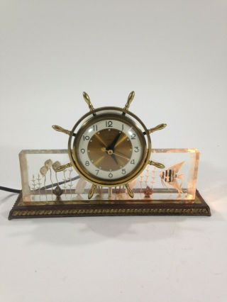 Vintage Salem Ships Wheel Aquarium Electric Clock