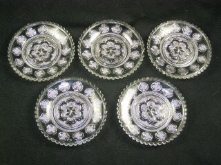 Five Matching Antique Bell Tone Flint Glass Cup Plates