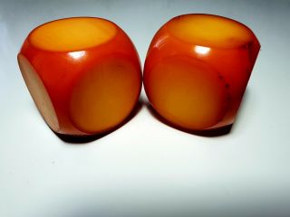 Antique Vintage Old Amber Bakelite Catalin Dice Rod Block 320gr Rar