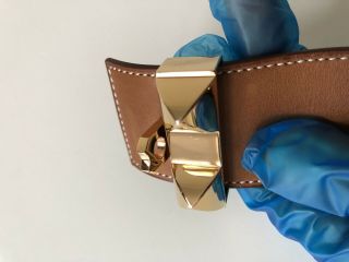 RARE HERMES Collier De Chien CDC Cuff Barenia Leather Rose Gold HW Small 6