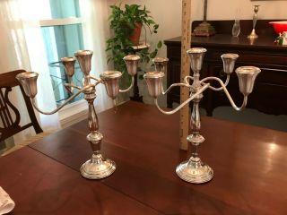 Pair Towle Sterling Silver 5 Arm Light Candelabras Candle Sticks Tall
