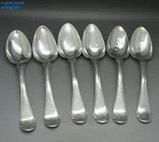 Early Rare Set 6 Swedish Solid Silver Table Spoons 393g 21.  5cm A.  Zethelius 1807