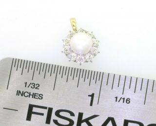 Antique platinum 14k yellow gold 0.  70ct old miner 6.  25mm pearl cluster pendant 3