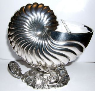 Victorian Silver Plated Nautilus Shell Spoon Warmer Roberts & Belk 7