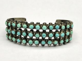 Vintage Native American Sterling Silver & Turquoise Cuff Bracelet