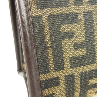 Auth FENDI Vintage Zucca Logos Canvas Leather Clutch Bag Italy F/S 5563 5