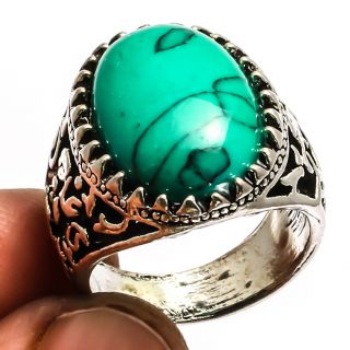 Lime Green Turquoise Ring 925 Sterling Silver Ethnic Jewelry Sz7.  75