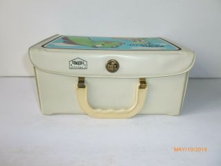 1960 ' s Vintage BEANY AND CECIL Vinyl LUNCH BOX and THERMOS White - - NEAR 4