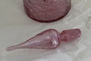 Vintage Midcentury Blenko Pink Crackle Glass 16.  75 