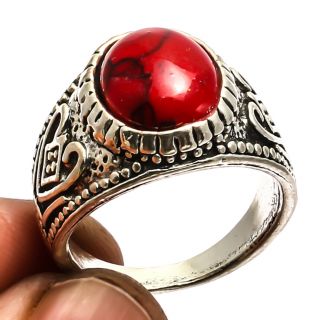 Red Turquoise Ring 925 Sterling Silver Jewelry Ethnic Jewelry Sz9.  25