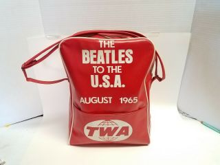 Beatles To The Usa Aug 1965 Twa Shoulder Bag With Cards Travel Bag Red Vtg