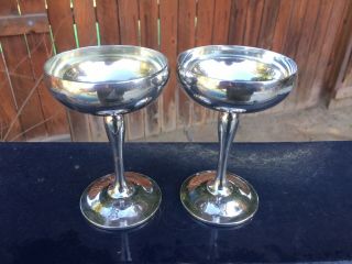 Pair Antique R Wallace & Sons Sterling Silver Goblets 