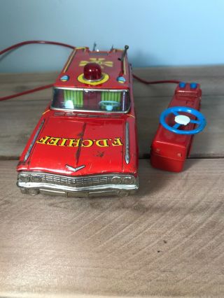 Vintage Marx Fire Department Fd Fire Chief Remote Control Battery Op Car