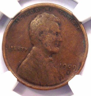 1909 - S Vdb Lincoln Wheat Cent 1c - Ngc Vg Details - Rare Date Certified Penny