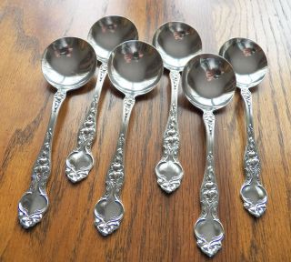 6 Wallace Sterling Violet 5 Inch Bouillon Spoons No Monos
