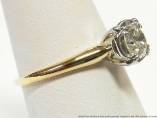 0.  65ct Diamond I - J SI2 Center 14k Gold Label Ring Vintage Engagement Solitaire 10