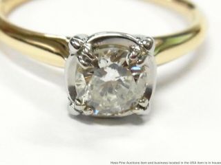 0.  65ct Diamond I - J SI2 Center 14k Gold Label Ring Vintage Engagement Solitaire 3