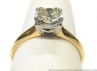 0.  65ct Diamond I - J SI2 Center 14k Gold Label Ring Vintage Engagement Solitaire 9