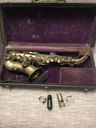 Vtg C G Conn Curved Soprano Jazz Saxophone W/case & Mouthpiece Wonder