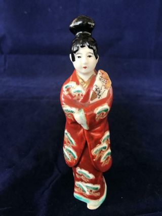 Fine Antique Japanese Porcelain Hand Painted Geisha Figurine.