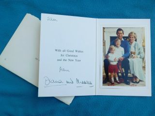 Princess Diana And Prince Charles - Rare Hand Signed Christmas Card