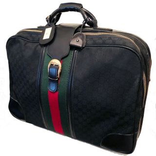 Vintage Gucci Gg Supreme Canvas / Leather / Web Stripe Suitcase - Mm