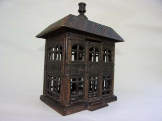 Antique Cast Iron Still Bank Architectural Japanned finish Building 96 6