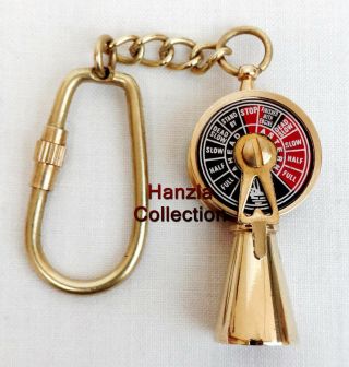 Nautical Brass Telegraph Key Chain Vintage Ship Telegraph Key Ring Engine Room